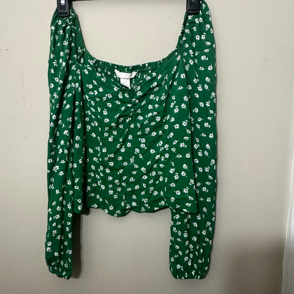 Green Floral Women's Top